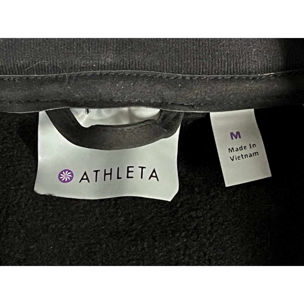 Athleta Womens Black Full Zip Hooded Jacket Reflective Trim Thumbhole Cuff Sz M - Picture 11 of 14